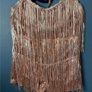 SHEINBAE Metallic Fringe Sequin short Dress